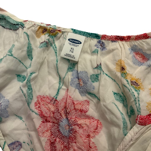 Old Navy Womens Boho Blouse Size XL Floral Print White VNeck Lightweight - Picture 5 of 8
